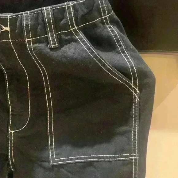 Divided Black Women's Cargo Pants White Stitching - Picture 6 of 7